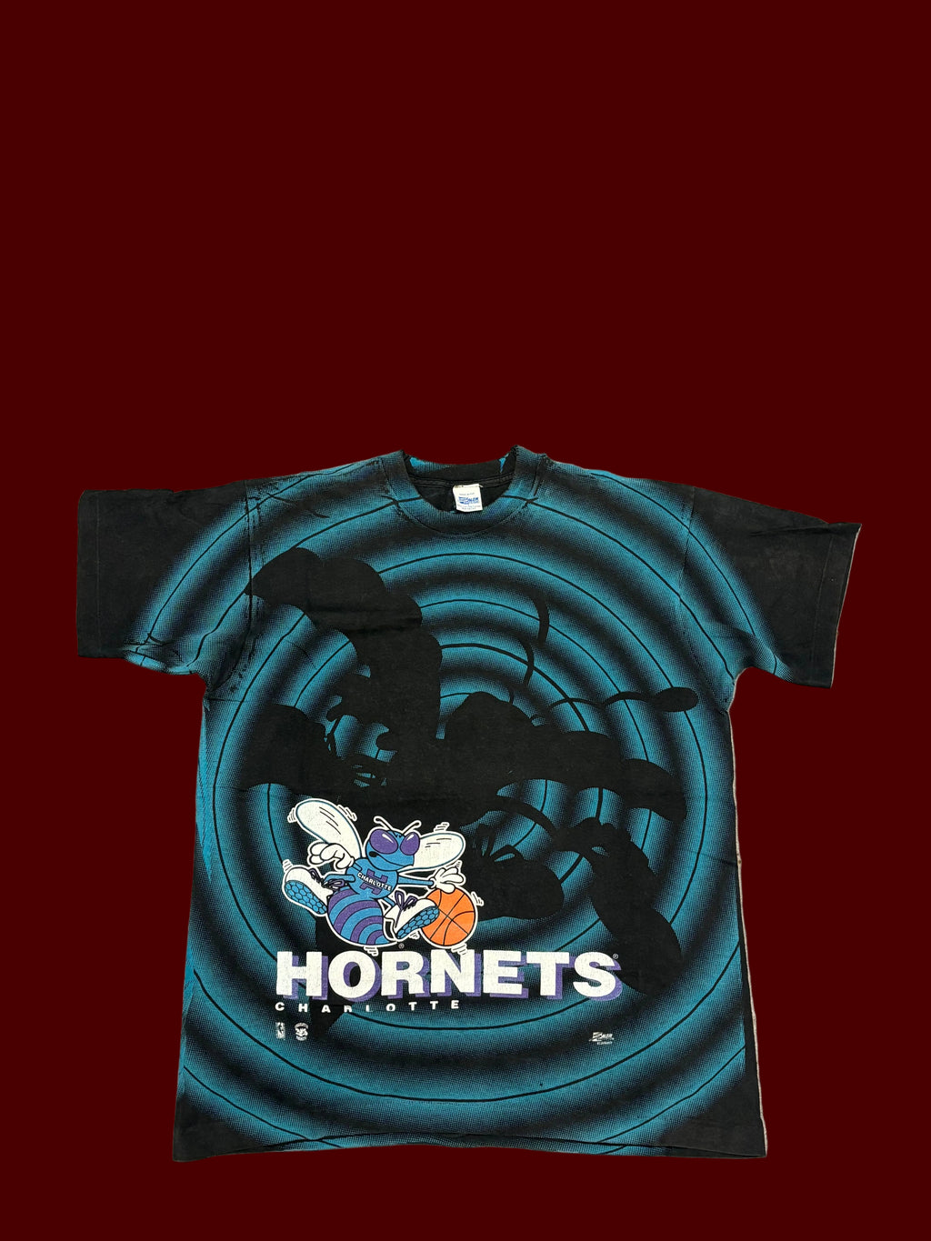 1990s CHARLOTTE HORNETS AOP THRASHED T-SHIRT