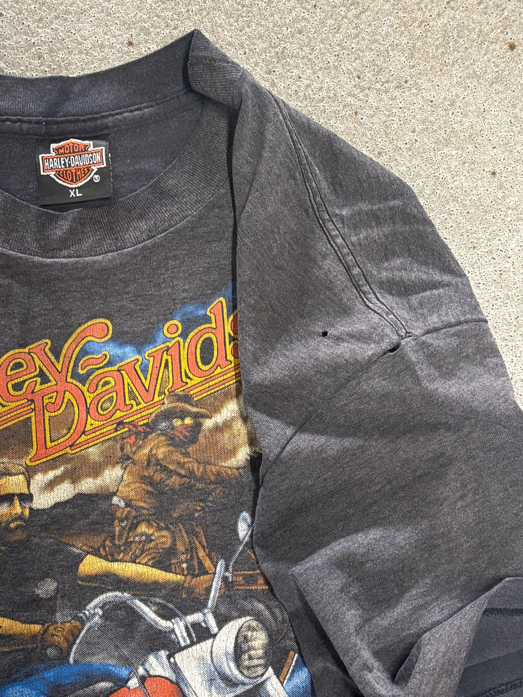 1991 HARLEY DAVIDSON 3D EBLEM THRASHED T-SHIRT