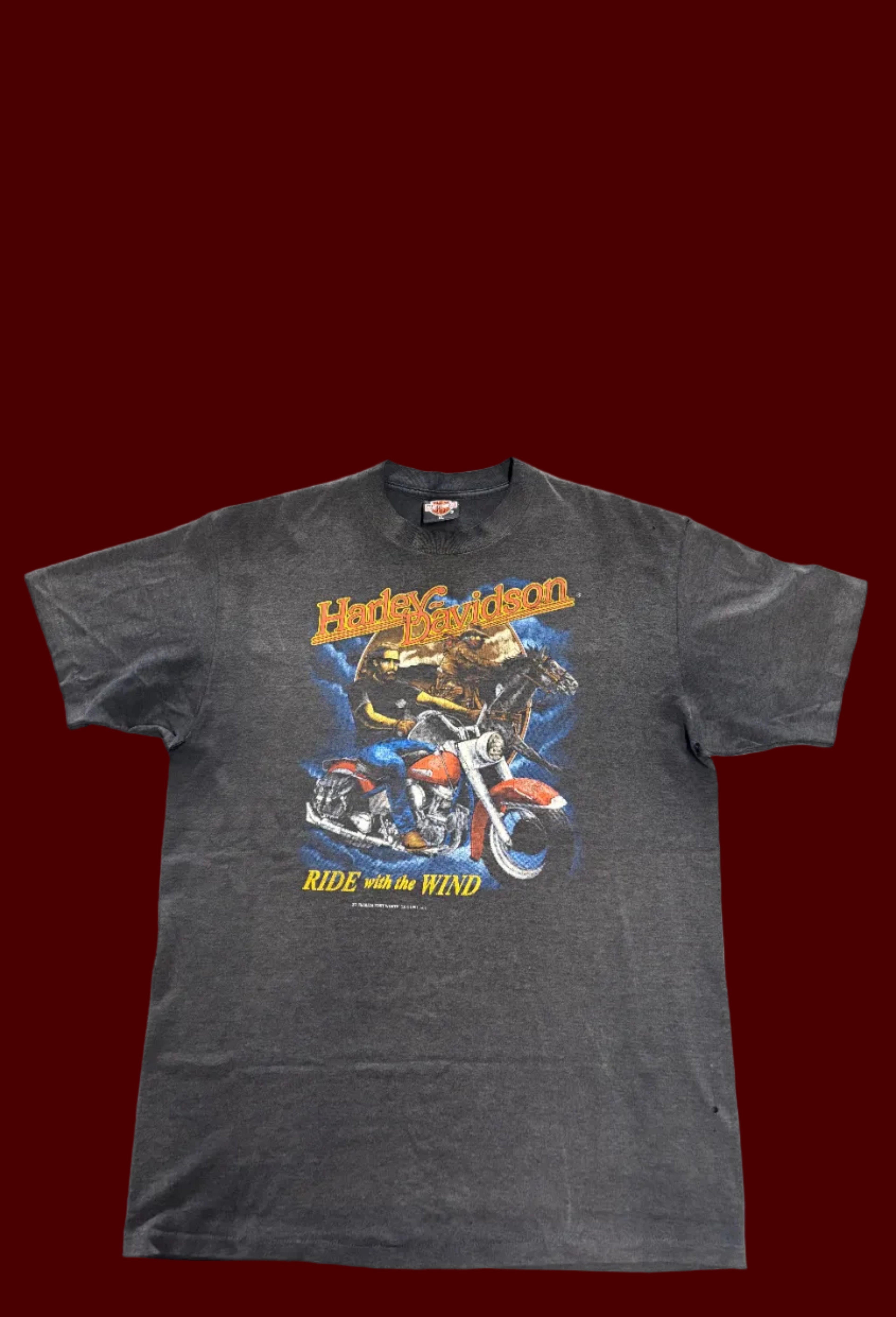 1991 HARLEY DAVIDSON 3D EBLEM THRASHED T-SHIRT